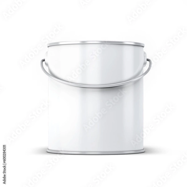 Fototapeta Blank paint cans realistic. Metal tin can containers isolated on white background, 3D illustration, 3D rendering.