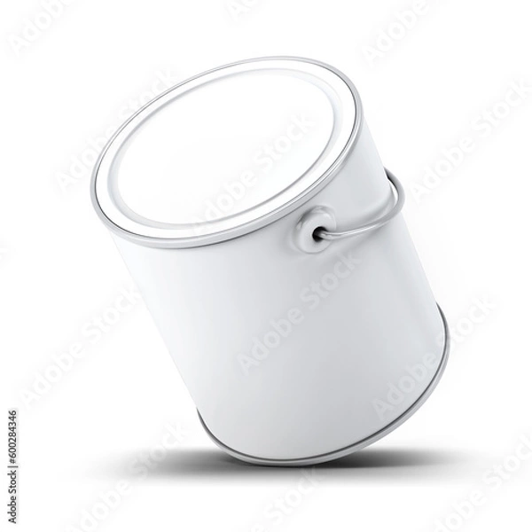 Fototapeta Blank paint cans realistic. Metal tin can containers isolated on white background, 3D illustration, 3D rendering.