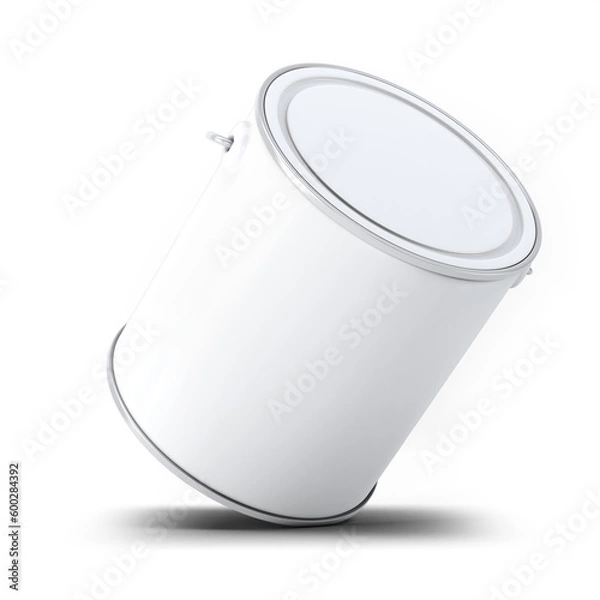 Fototapeta Blank paint cans realistic. Metal tin can containers isolated on white background, 3D illustration, 3D rendering.