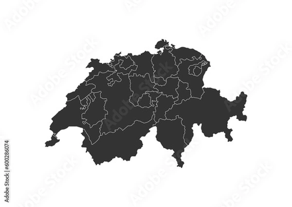 Fototapeta Map of Switzerland. Detailed map of Switzerland cantons and regions. Switzerland cantons map