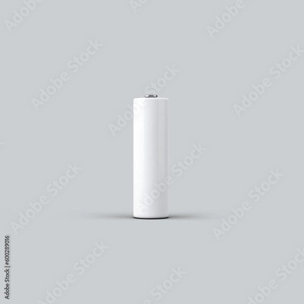 Fototapeta realistic white alkaline AA batteries in blister packed icon set. Design template for branding, mockup. Closeup isolated on white background. 3D illustration, 3D rendering.