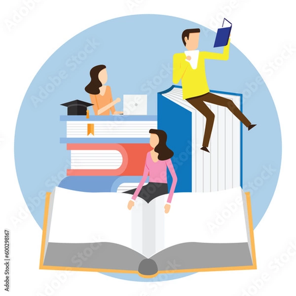 Fototapeta Students complete their studies by reading