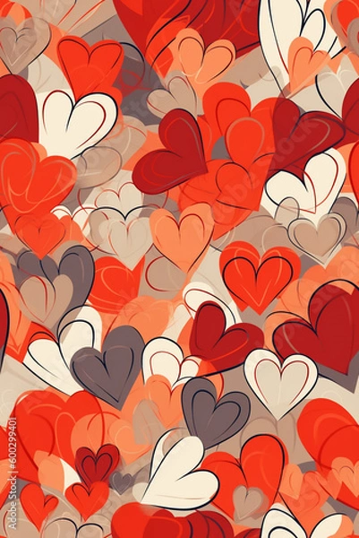 Fototapeta Seamless pattern with hearts