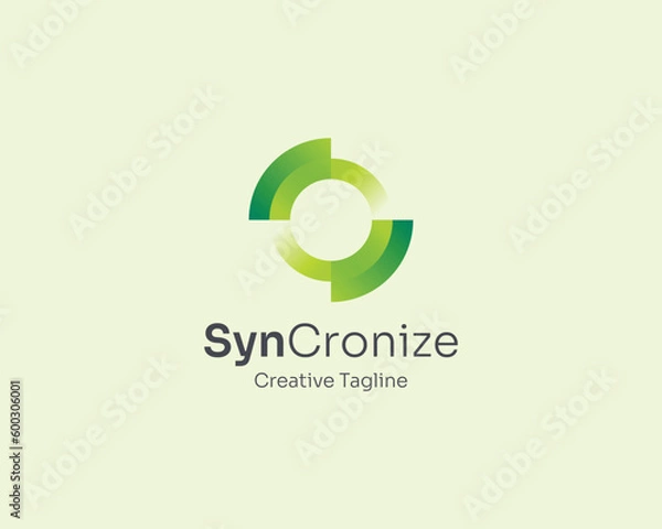 Fototapeta Sync creative with green circle logo