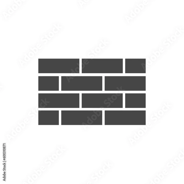 Fototapeta Stack of brick walls silhouette on white background, vector illustration in flat design.