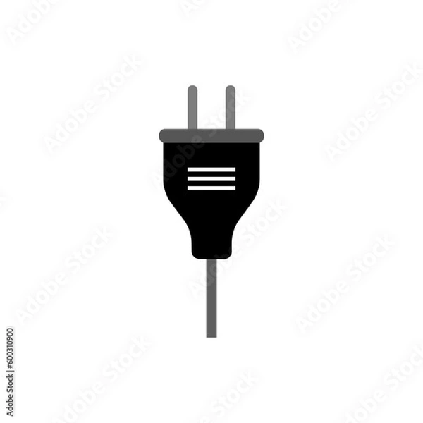 Fototapeta Plug silhouette icon on white background, vector illustration in flat design.