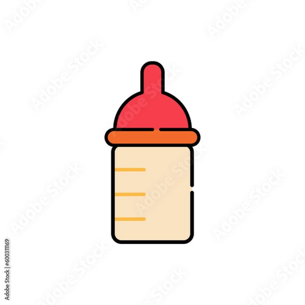 Fototapeta baby bottle isolated on white background, vector illustration in flat design.