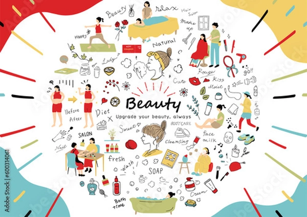 Fototapeta 女性の美容に使いやすいイラスト素材集