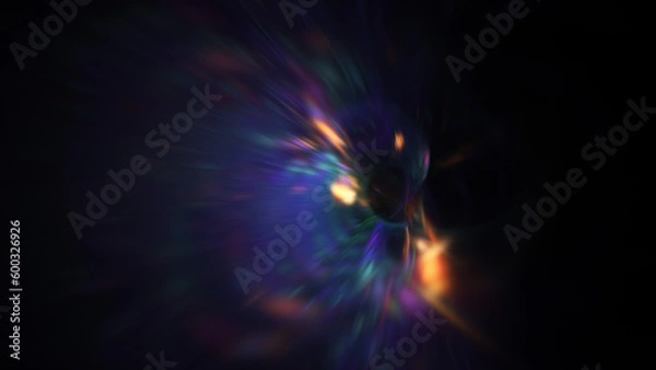 Fototapeta Abstract blue and orange rays. Fantastic space background. Digital fractal art. 3d rendering.