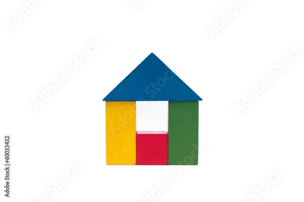 Fototapeta old children's building blocks isolated on white