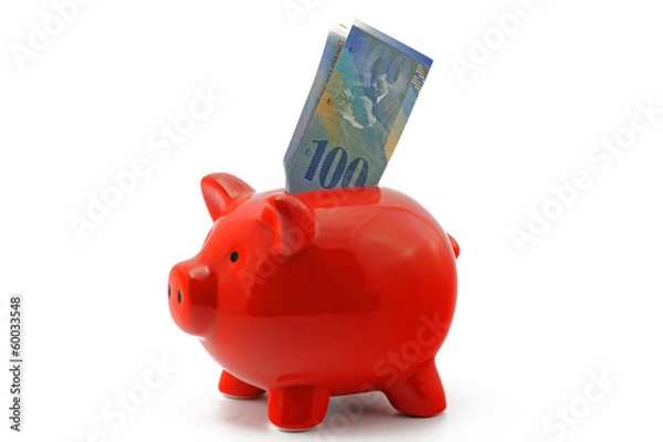 Obraz sparschwein mit schweizerfranken