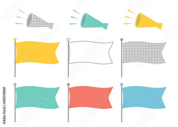 Obraz 	イベントやセールの必須アイテム、旗とメガホンのセットです。カラー展開しているので、お好きな色をお選びください。