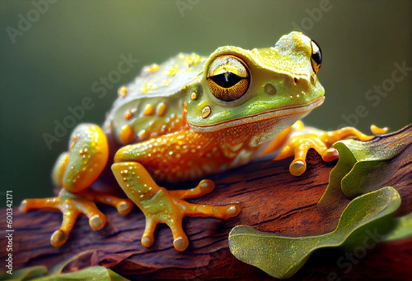 Fototapeta portrait of tree frog close-up. Generative Ai