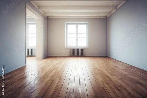 Fototapeta Empty Room Interior with wooden floor -Ai