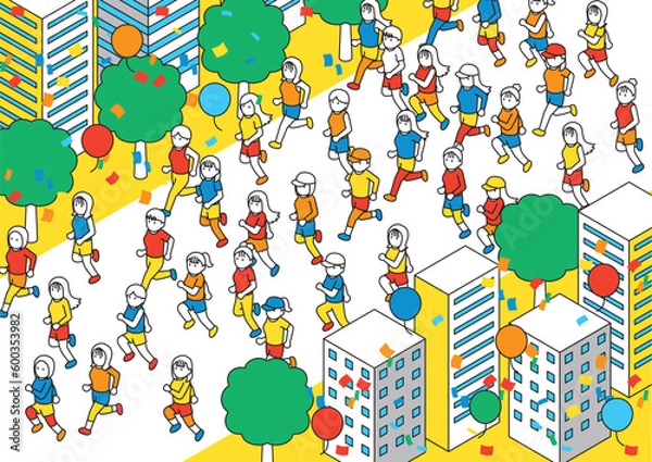 Obraz アイソメトリック　走る女性