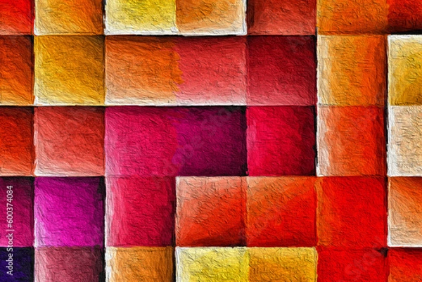 Obraz Colorful abstract mosaic with a rough texture background. Colored square pattern background. Picture for creative wallpaper or design art work. Backdrop have copy space for text.