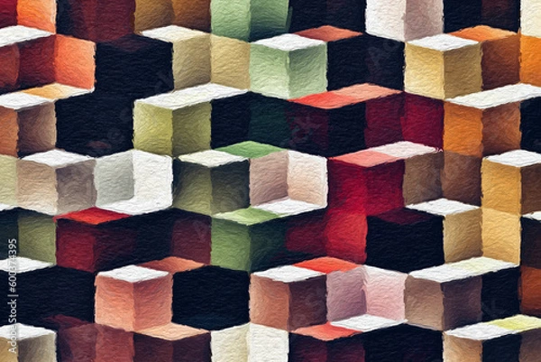 Obraz Colorful abstract mosaic with a rough texture background. Colored square pattern background. Picture for creative wallpaper or design art work. Backdrop have copy space for text.