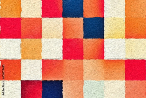Fototapeta Colorful abstract mosaic with a rough texture background. Colored square pattern background. Picture for creative wallpaper or design art work. Backdrop have copy space for text.