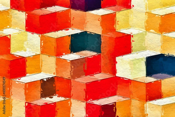 Obraz Colorful abstract mosaic with a rough texture background. Colored square pattern background. Picture for creative wallpaper or design art work. Backdrop have copy space for text.