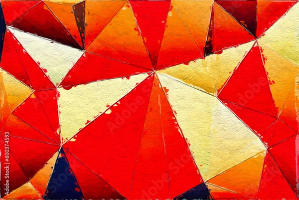 Obraz Colorful triangles pattern with a rough texture background. Background texture wall and have copy space for text. Picture for creative wallpaper or design art work.
