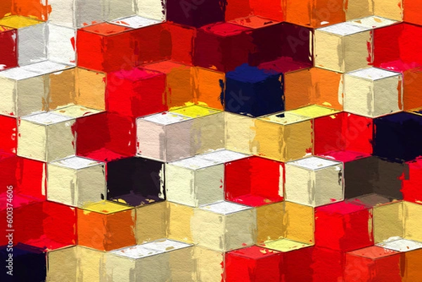 Obraz Colorful abstract mosaic with a rough texture background. Colored square pattern background. Picture for creative wallpaper or design art work. Backdrop have copy space for text.