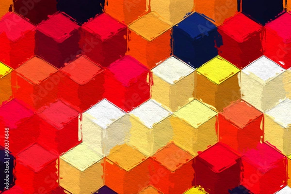 Fototapeta Colorful abstract mosaic with a rough texture background. Colored square pattern background. Picture for creative wallpaper or design art work. Backdrop have copy space for text.