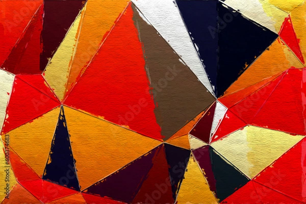Obraz Colorful triangles pattern with a rough texture background. Background texture wall and have copy space for text. Picture for creative wallpaper or design art work.