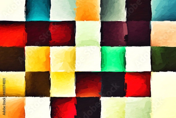 Obraz Colorful abstract mosaic with a rough texture background. Colored square pattern background. Picture for creative wallpaper or design art work. Backdrop have copy space for text.