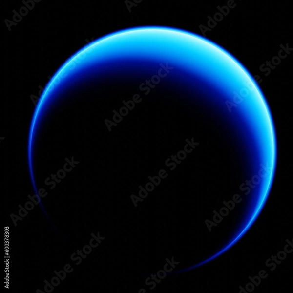 Fototapeta Blue planet Neptune, silhouette on a black background. 3d rendering