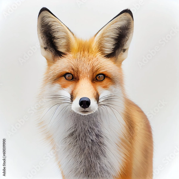 Obraz Adult Fox portrait isolated on a white background. Generative AI. 