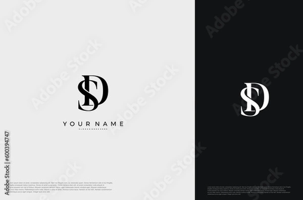 Fototapeta Initial Letter SD Logo monogram typography for business name. Vector logo inspiration