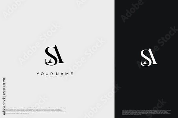 Fototapeta Initial Letter SA Logo monogram typography for business name. Vector logo inspiration