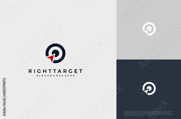 Fototapeta Simple arrow center target poin logo concept. Vector Illustration