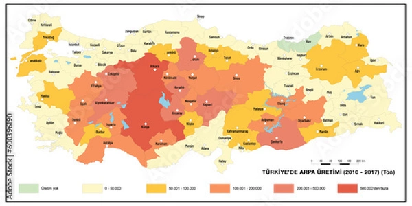 Fototapeta Map of Turkiye Tungsten Extracted Areas, Tungsten, Mine, Turkiye Map, Map, Geography Lesson, Geography