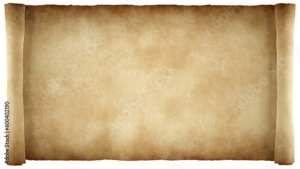Fototapeta Isolated Unrolled Old Grungy Paper Scroll