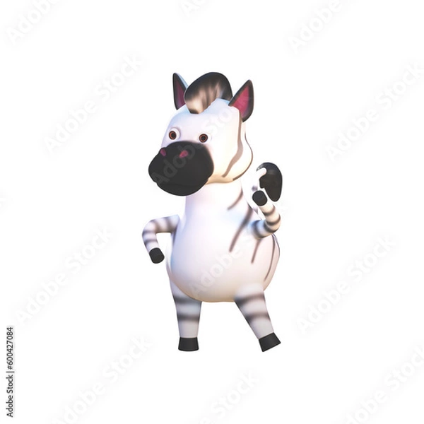 Obraz cartoon zebra character  3d rendering