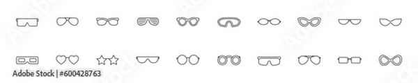 Fototapeta Glasses thin line icon set. Vector Illustration.