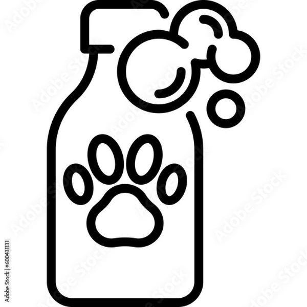 Obraz Pet shampoo thin line icon: bottle with paw. Modern vector illustration for pet shop.