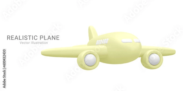 Fototapeta 3d realistic airplane isolated on white background. Vector illustration