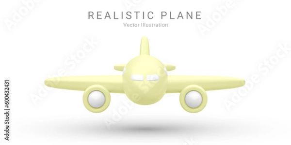 Fototapeta 3d realistic airplane isolated on white background. Vector illustration