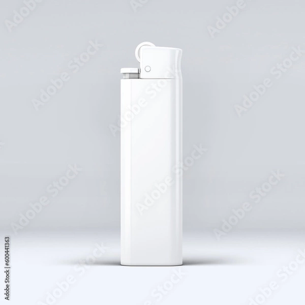 Fototapeta White blank gas lighter mock up stand isolated. Empty surface cigar-lighter design presentation. Lighter template mockup. Sigarette lighter template. 3D illustration, 3D rendering. 