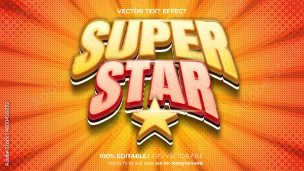 Obraz Vector super star editable 3d text effect template with cartoon comic background