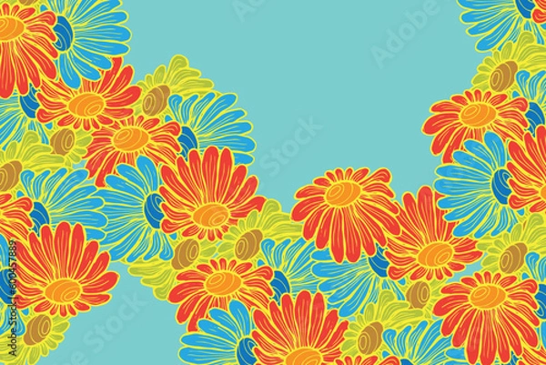 Fototapeta Background with flowers. Floral background. Vector illustration of flowers. Vector background with chrysanthemums.