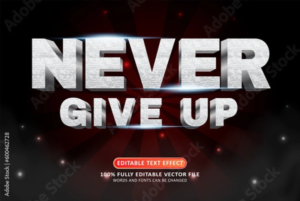 Obraz Never give up 3d stone style editable text effect