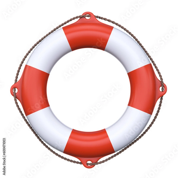 Obraz lifebuoy orange and white, 3d rendering