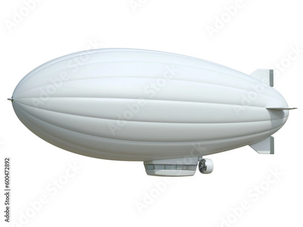 Obraz White blank zeppelin airship with copy space, 3d rendering