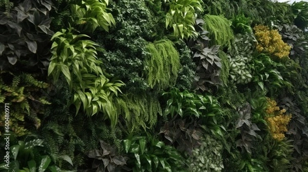 Fototapeta abstract green leaf texture, tropical leaf foliage nature dark green background. generative ai