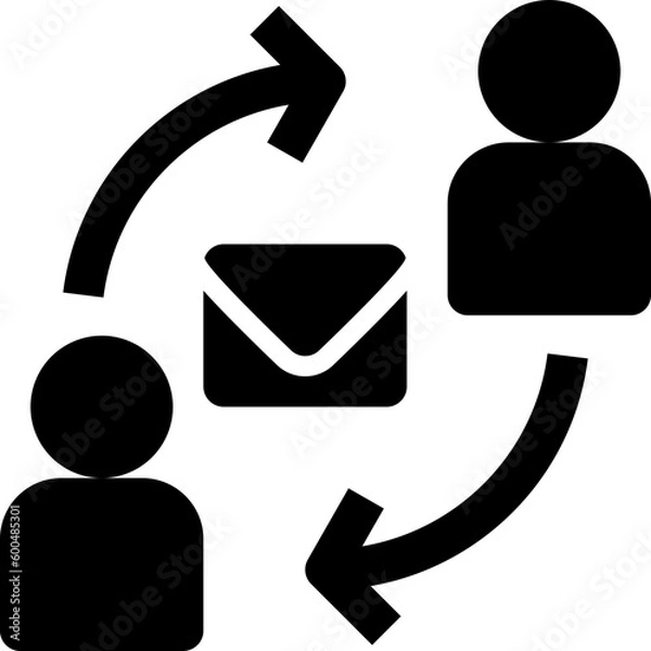 Obraz team communication black solid icon