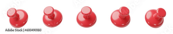 Obraz set of 3d red pin on transparent background, PNG transparent, isolated, high angle
