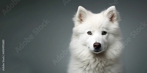 Obraz dog animal, wildlife, isolated on flat background with space for text,  Generative AI